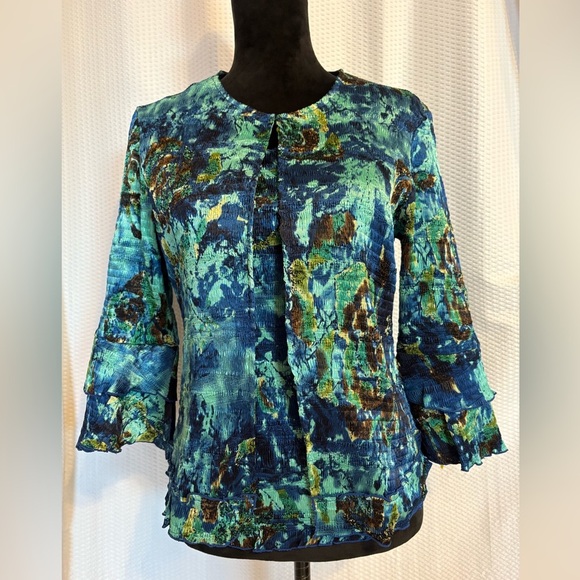 Pleats Collection multicolored tank top & matching 3/4 sleeve jacket size M NWT - Picture 10 of 10